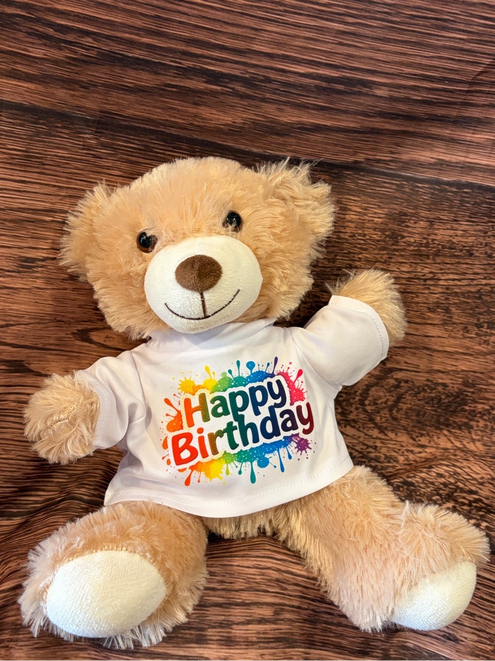 Plush Beige 'Happy Birthday' Teddy Bear for Kids